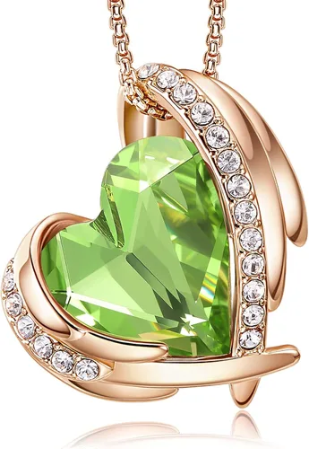 CDE Love Heart Pendant Necklaces for Women Silver Tone Rose Gold Tone Crystals Birthstone Christmas Jewelry Gifts for Women Mother's Day