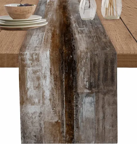 Miniatura 15 de Camino de mesa naranja quemado, 120 pulgadas de largo, pinturas modernas al óleo, camino de mesa abstracto para cocina, comedor, bufandas, obra