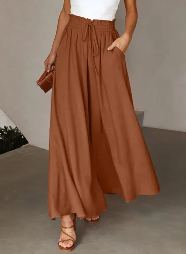 Miniatura 2 de Dokotoo Pantalones para mujer con cintura elástica y pierna ancha con bolsillos