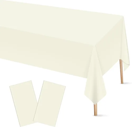 Miniatura 26 de Mulbozy 2 piezas de mantel de plástico negro para mesa rectangular, 54 × 108 pulgadas, fundas desechables de mesa para fiestas negras