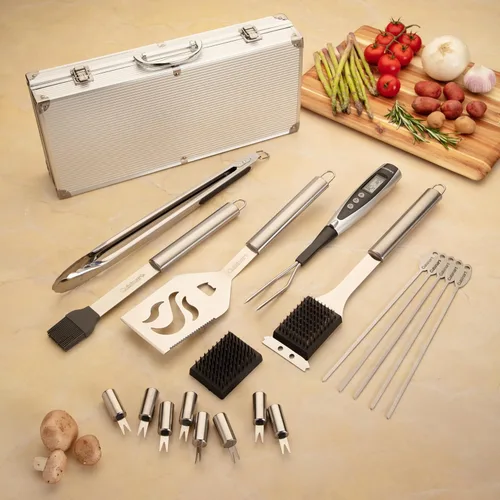 Miniatura 9 de Cuisinart Juego de Herramientas de Parrilla Deluxe, Juego de Parrilla de 20 Piezas, Accesorios para Barbacoa con Estuche de Aluminio, Accesorios