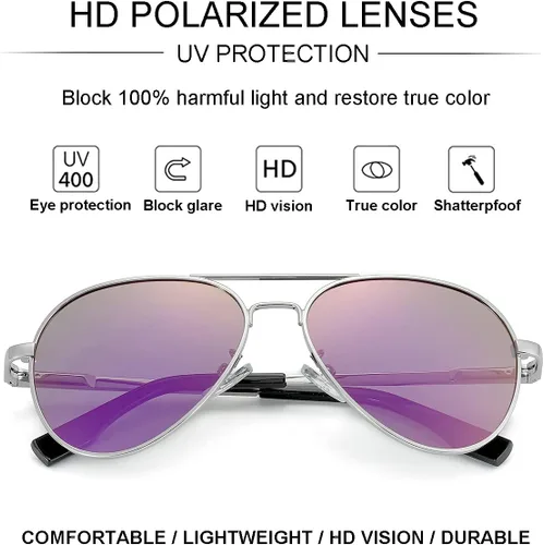 Miniatura 4 de Gleyemor Lentes de sol polarizados estilo aviador para niños y niñas, jóvenes, adolescentes, dos tamaños de 1.969 in y 2.047 in