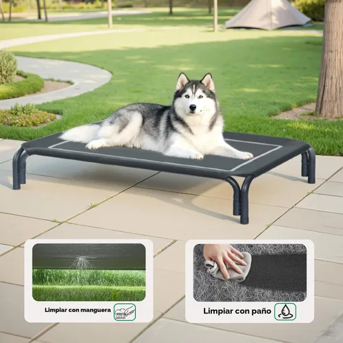 Miniatura 8 de Cama Elevada para Perros Catre Elevado para Perros al Aire Libre para Perros Medianos, la Instalación No Requiere Herramientas, Marco con Malla