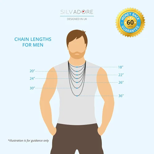 Miniatura 5 de Silvadore 4mm CURB Cuban Chain For Men Necklace - Silver Stainless Steel Tone - Diamond Cut Miami Link Jewelry Women Male Guys Man - Strong Heavy