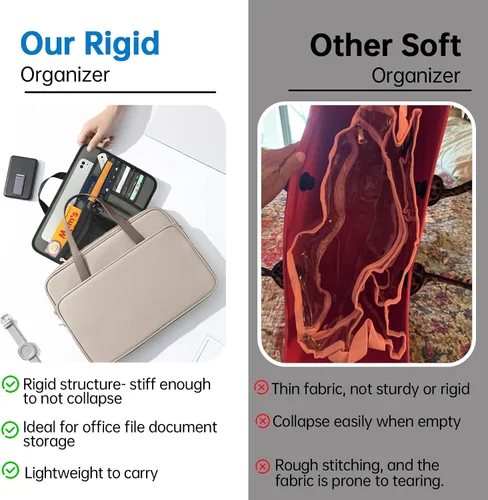 Miniatura 7 de Organizador grande para maletín para trabajo, oficina, documentos, portátil, organizador de almacenamiento (L, gris)
