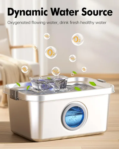 Miniatura 5 de Fuente de agua para perros de 2 galones, fuente de agua de acero inoxidable para perros grandes, múltiples gatos, fuente de agua para mascotas