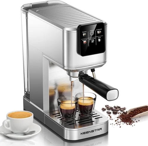 Máquina de espresso KEENSTAR de 20 bares con preparación rápida de café frío, máquina de café caliente y helado, máquina de espresso con espumador
