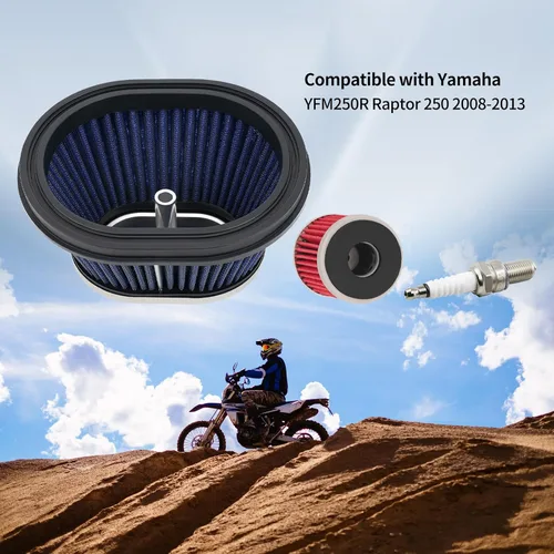 Miniatura 7 de Filtro de aire de motocicleta y filtro de aceite y bujía de repuesto para Yamaha YFM250R Raptor 250 2008-2013 2XJ-14451-00-00 5D3-13440-00-00