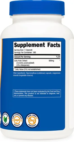 Miniatura 7 de Nutricost Gotu Kola 500 MG, 180 cápsulas vegetarianas, sin gluten, sin OMG