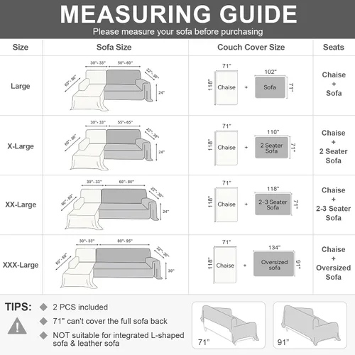 Miniatura 2 de OstepDecor Fundas para sofá modular, 2 piezas, manta de sofá en forma de L, funda de sofá seccional, lavable, fundas para sofá chaise lounge