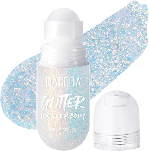 Miniatura 20 de DAGEDA Gel de purpurina corporal, purpurina facial enrollable para maquillaje de sirena, accesorios para festivales, rave, gel holográfico