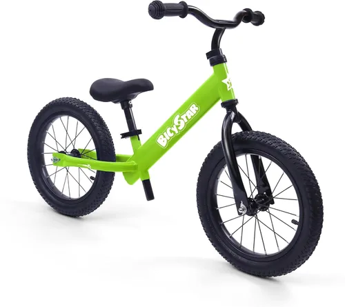 Miniatura 12 de Bicystar Bicicleta de equilibrio de 14 pulgadas para niños de 3 a 6 años, sin pedales, neumáticos de goma neumática, altura ajustable, bicicleta sin