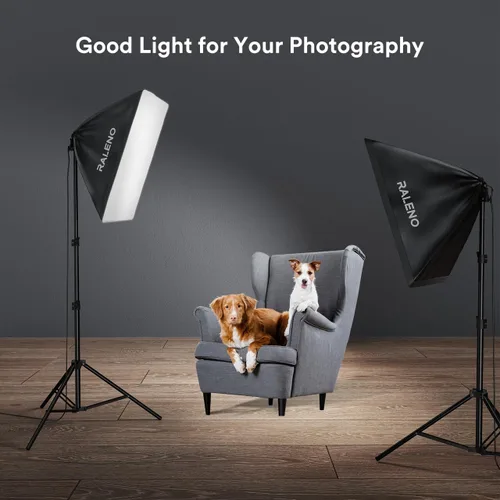 Miniatura 6 de RALENO Kit de iluminación Softbox, iluminación fotográfica Softbox de 20 x 28 pulgadas con bombillas LED (50 W 5500 K TLCI ≥97), iluminación