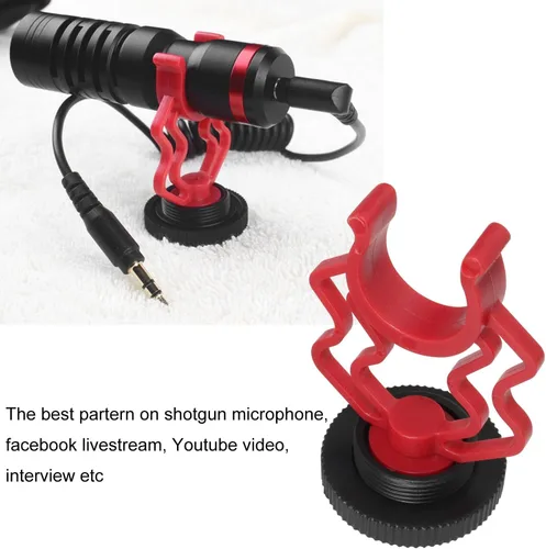 Miniatura 5 de Soporte de choque para micrófono de video externo LUORNG 2 piezas en cámara micrófono soporte de montaje con zapata fría de 1/4 pulgadas para RODE