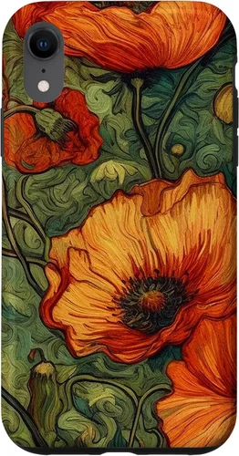 Miniatura 24 de iPhone 16 Floral Van Gogh Style Poppy Flower Case