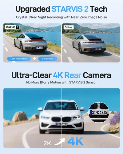 Miniatura 3 de VIOFO A229 Ultra 2CH Dual 4K Dash Cam frontal y trasera, sensores STARVIS 2 IMX678 dobles y 2 canales 4K HDR, Wi-Fi de 5 GHz más rápido y cámara