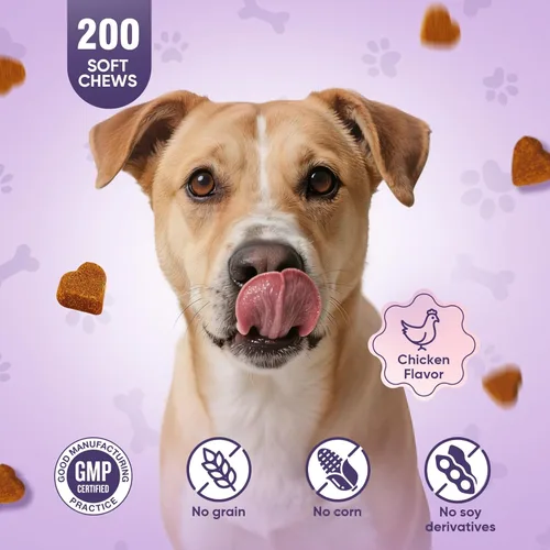 Miniatura 4 de Glucosamina para perros, 200 unidades de suplemento de apoyo para las articulaciones, condroitina para perros y cadera y articulaciones, golosinas