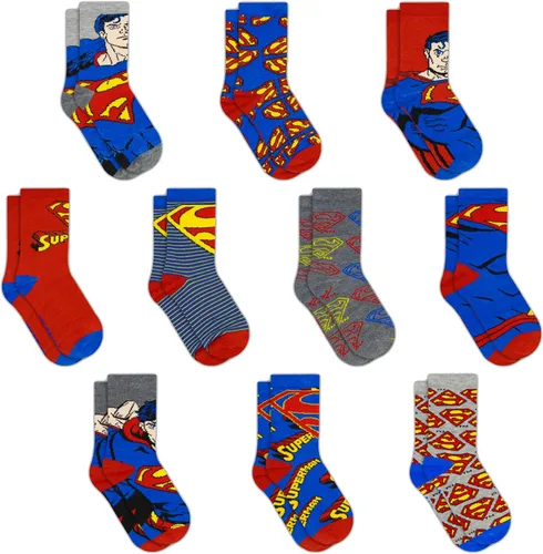 DC Comics Calcetines para niños, paquete de 10 calcetines para niños, calcetines para niños pequeños con The Batman, Superman, Wonder Woman y Flash