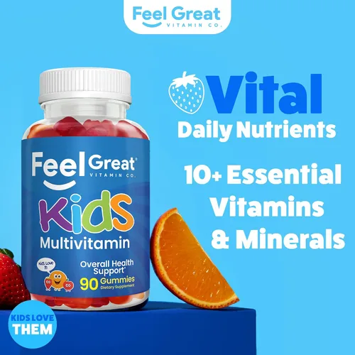 Miniatura 2 de Gomitas multivitamínicas Feel Great Kids Vitaminas con sabor a cítricos y fresa para niños Gomitas multivitamínicas con vitamina D para el apoyo