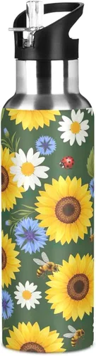 Miniatura 8 de BPA-Free Sport Water Bottle Insulated 20 Oz, Stainless Steel Vacuum Insulated Water Bottle for Gym Outdoor Travel School, Yellow Sunflowers