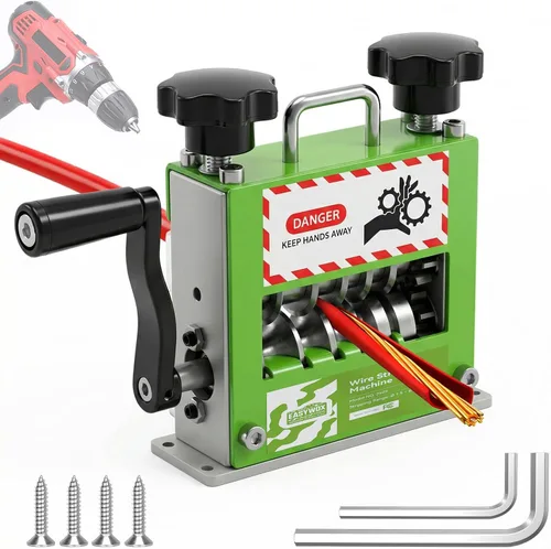 Máquina peladora manual de cables, herramienta pelacables de manivela con 6 canales, 5 cuchillas, se adapta a cables de 0.06 a 0.67 pulgadas,