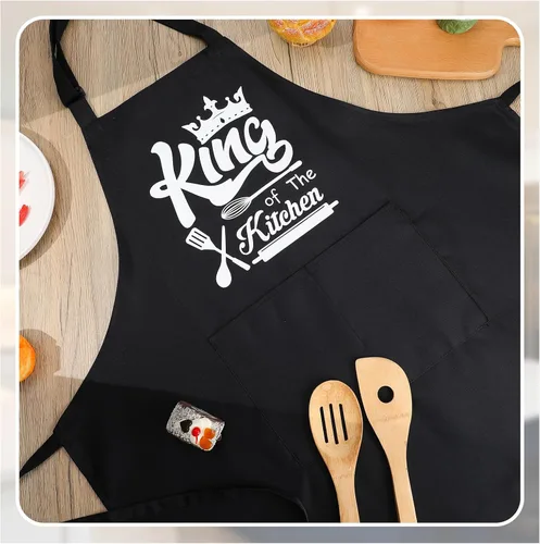 Miniatura 6 de Delantales divertidos para hombres, delantales de cocina Rey de la Cocina para hombres, delantales personalizados, delantal de chef ajustable