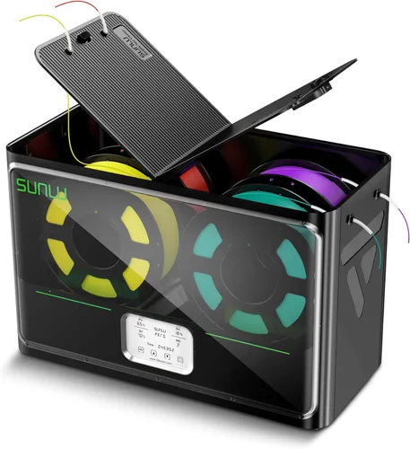 SUNLU Caja secadora oficial para filamentos de impresora 3D S4, capacidad para 4 carretes, 3 ventiladores de circulación, calentador PTC de 350W,
