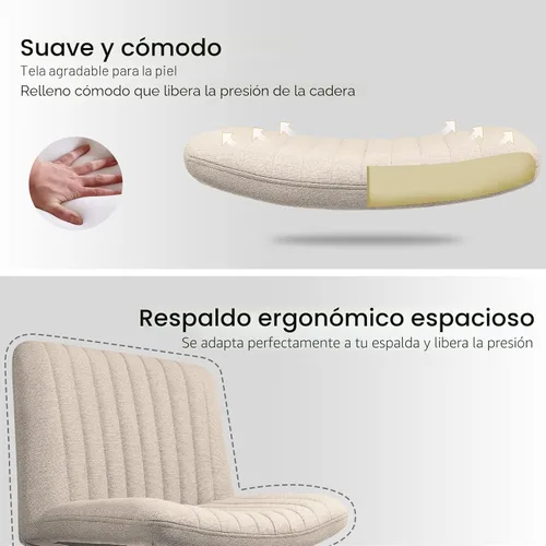 Miniatura 6 de PUKAMI Silla Criss Cross, Silla de Escritorio de Oficina Cómoda con Patas Cruzadas Sin Ruedas, Tela Moderna Giratoria Altura Ajustable Respaldo