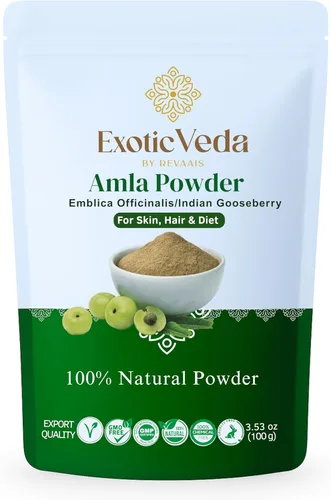 Amla Powder | Grosella espinosa india 100% pura y natural | Suplemento de hierbas ayurvédicas para el cuidado del cabello, brillo de la piel y