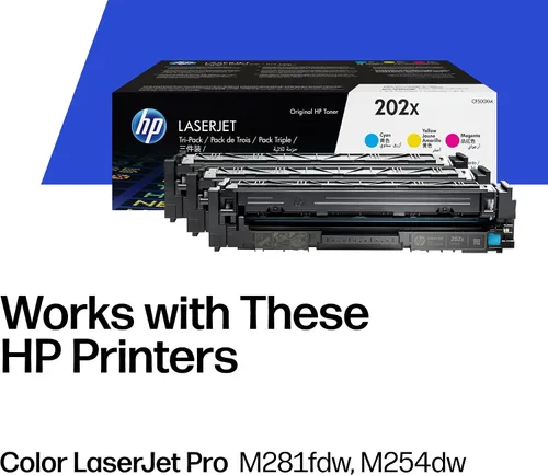 Miniatura 2 de HP 202X Impresoras de cartuchos de tóner de alto rendimiento cian, magenta y amarillo (paquete de 6) Funciona con Color LaserJet Pro M254