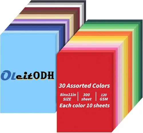 Miniatura 8 de Juego de 300 piezas de papel de construcción a granel de 8.5 x 11, 30 colores, cartulina de colores, papel de manualidades resistente para niños