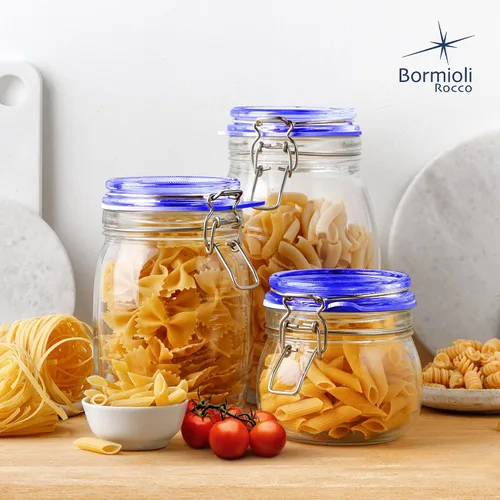 Miniatura 5 de Bormioli Rocco Colección Fido, paquete de 2, 17 onzas, tarros de vidrio para almacenamiento de alimentos, sello de goma hermético y tapa de vidrio