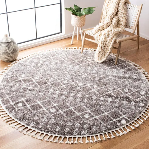 Miniatura 8 de SAFAVIEH Berber Fringe Shag Collection - Alfombra decorativa de 2 pies 2 pulgadas x 4 pies, color crema y azul, diseño, no desprende pelusa