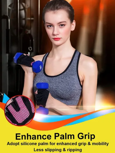 Miniatura 5 de SUJAYU Guantes de entrenamiento para mujeres y hombres, guantes de mano desnuda para levantamiento de pesas, agarres de peso para mujeres, guantes