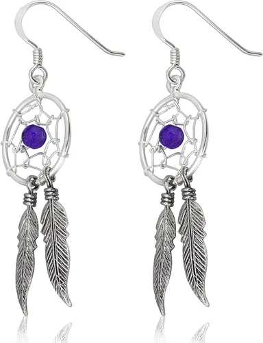 Miniatura 4 de WithLoveSilver - Aretes colgantes de plata de ley 925 con diseño de atrapasueños