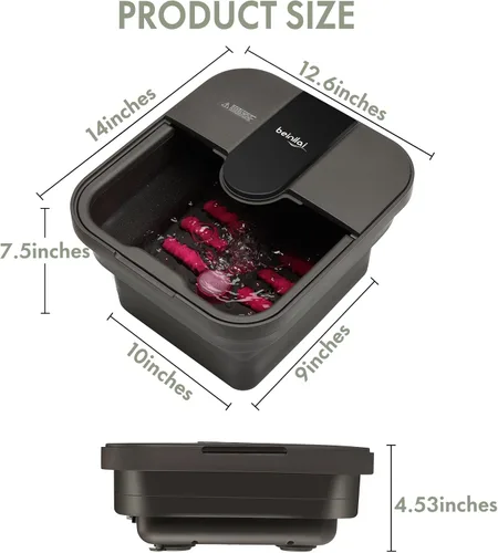 Miniatura 7 de Beinilai Baño de pies plegable para spa con calor, burbujas, rodillos de masaje, baño de pies de aceite de Tea Tree con sal Epsom, lima de pies