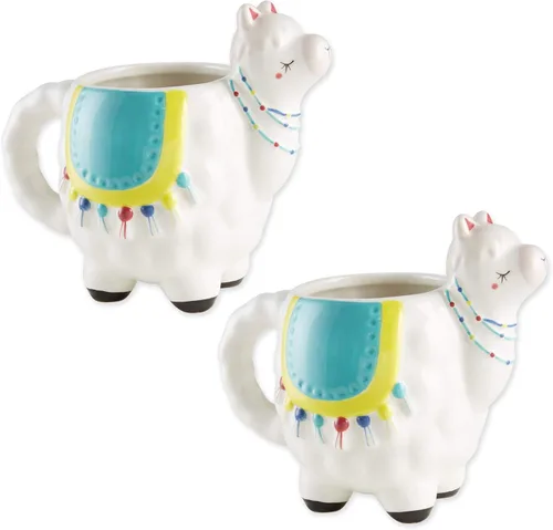 Miniatura 6 de DII Colección de tazas de regalo de cerámica, pintadas a mano, divertidas formas, juego de tazas de té/café, 12 onzas, unicornio, 2 piezas