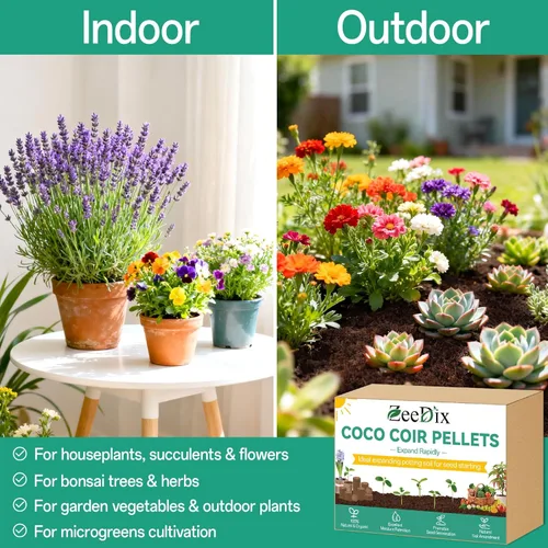 Miniatura 6 de ZeeDix 50 pellets de fibra de coco orgánica de 1.181 in para iniciadores de semillas, tierra de coco comprimida para plantar, suelo de jardín