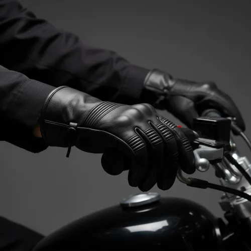 Miniatura 6 de Jackets 4 Bikes Guantes de cuero para motocicleta para hombres y mujeres, pantalla táctil, acolchado de gel, protección de nudillos y palma, guantes