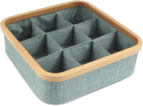 BambooMN Organizador de cajones de tocador, bambú - 9 celdas - Verde