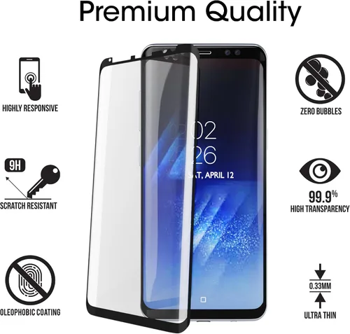 Miniatura 7 de amFilm Protector de pantalla de vidrio para Samsung Galaxy S8 Plus, vidrio templado curvado 3D, matriz de puntos con bandeja de fácil instalación