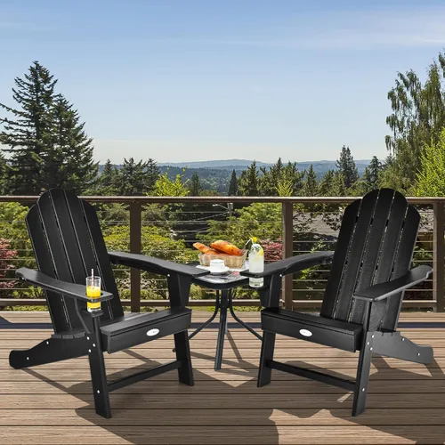 Miniatura 4 de Tangkula Silla Adirondack para exteriores, sillones de polietileno de alta densidad resistentes a la decoloración con soporte para tazas, sillas