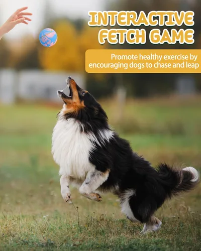 Miniatura 6 de SCHITEC Juguetes de pelota chirriante para perros, pelotas de tenis interactivas para jugar, juguete de látex de goma para mascotas para perros