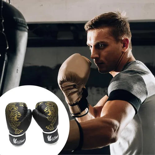 Miniatura 8 de LAFANDE Guantes de boxeo para hombres y mujeres, guantes de combate transpirables de Muay Thai Negro