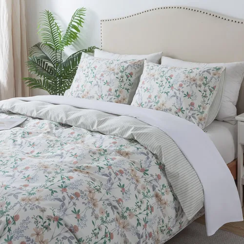 Miniatura 21 de HoneiLife Funda de edredón retro tamaño King, funda de edredón 100% algodón, suave y transpirable, juegos de ropa de cama para cama King