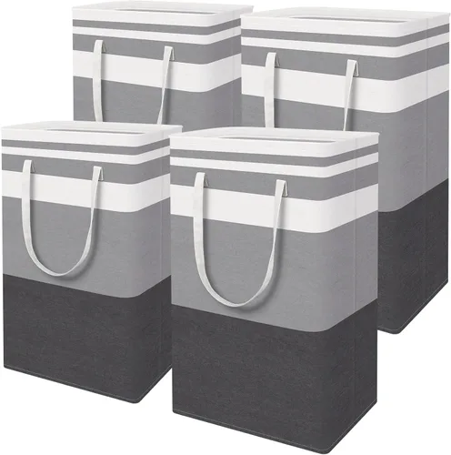 Miniatura 15 de HomeHacks Cesta de lavandería grande, impermeable, cesta de lavandería independiente, cesta de ropa alta plegable con asas extendidas para ropa
