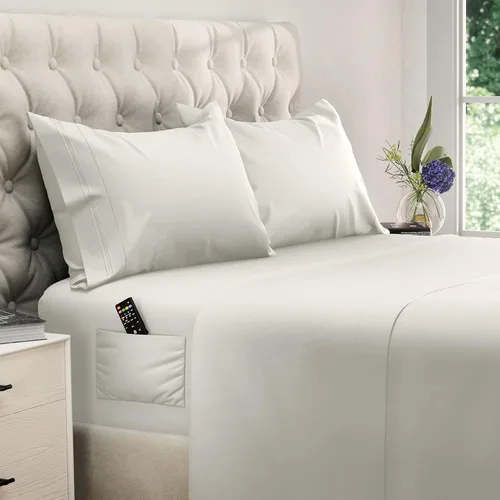 Miniatura 38 de DREAMCARE Juego de sábanas California King, 6 piezas, sábanas refrescantes para cama, sábanas Cal King de hasta 21 pulgadas de profundidad, 02