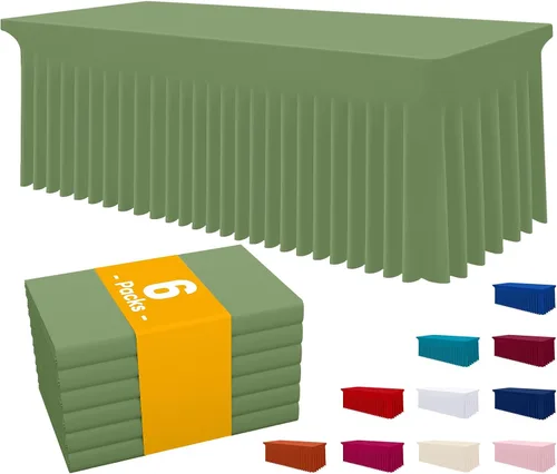 Miniatura 21 de Smiry Mantel de Spandex Paquete de 6, Mantel Elástico Ajustable Extensible para Mesas Rectangulares de 4 Pies, Cubierta de Mesa Impermeable Lavable