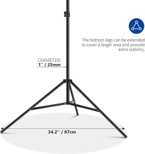 Miniatura 7 de Neewer Kit de soporte de fondo en forma de T, soporte de trípode ajustable de 8.5 pies de alto y barras transversales de 5 pies/4.9 ft de ancho