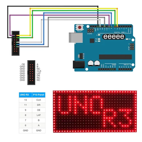 Miniatura 2 de EEEEE Pantalla de panel LED rojo P10 tamaño grande 12.6 in X 6.3 in, 512 PC de LED, cada individuo direccionable, controlado por uno r3 con Arduino
